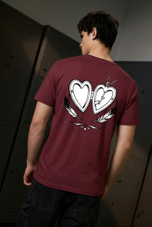 Misa Devotion maroon tee - back or design overview