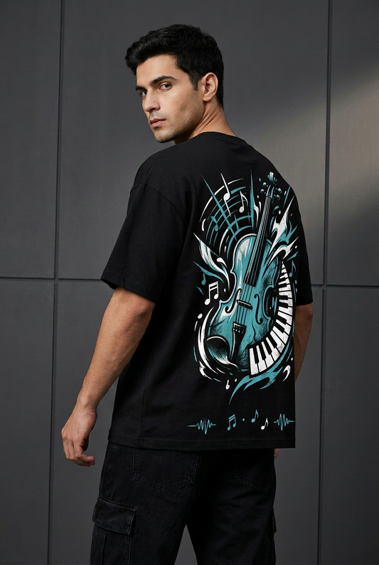One Piece Brook soul music - black Oversized T-Shirt - back