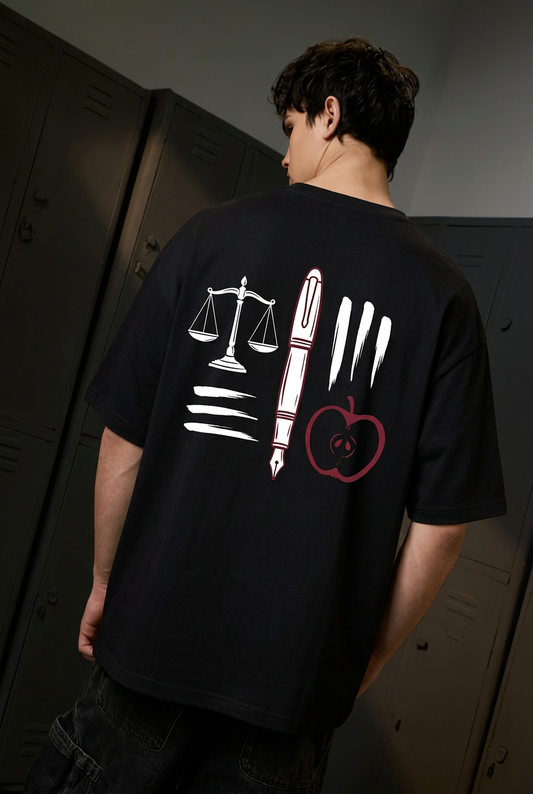 Light black oversized T-shirt - back view
