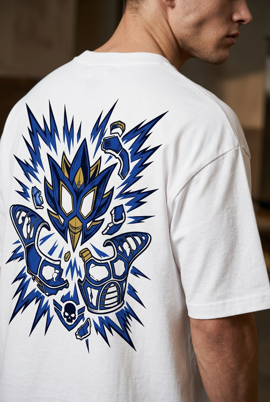 Vegeta blue and gold-tone back artwork detail