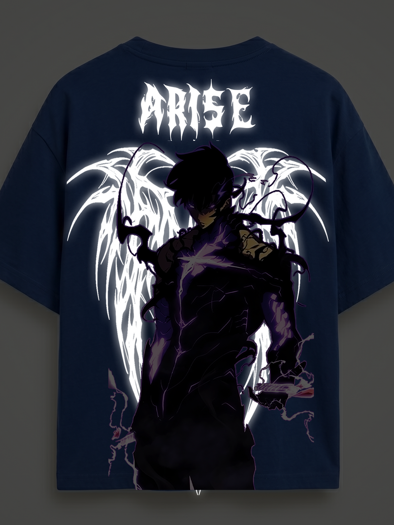 solo leveling arise light Reflective oversize drop shoulder t shirt