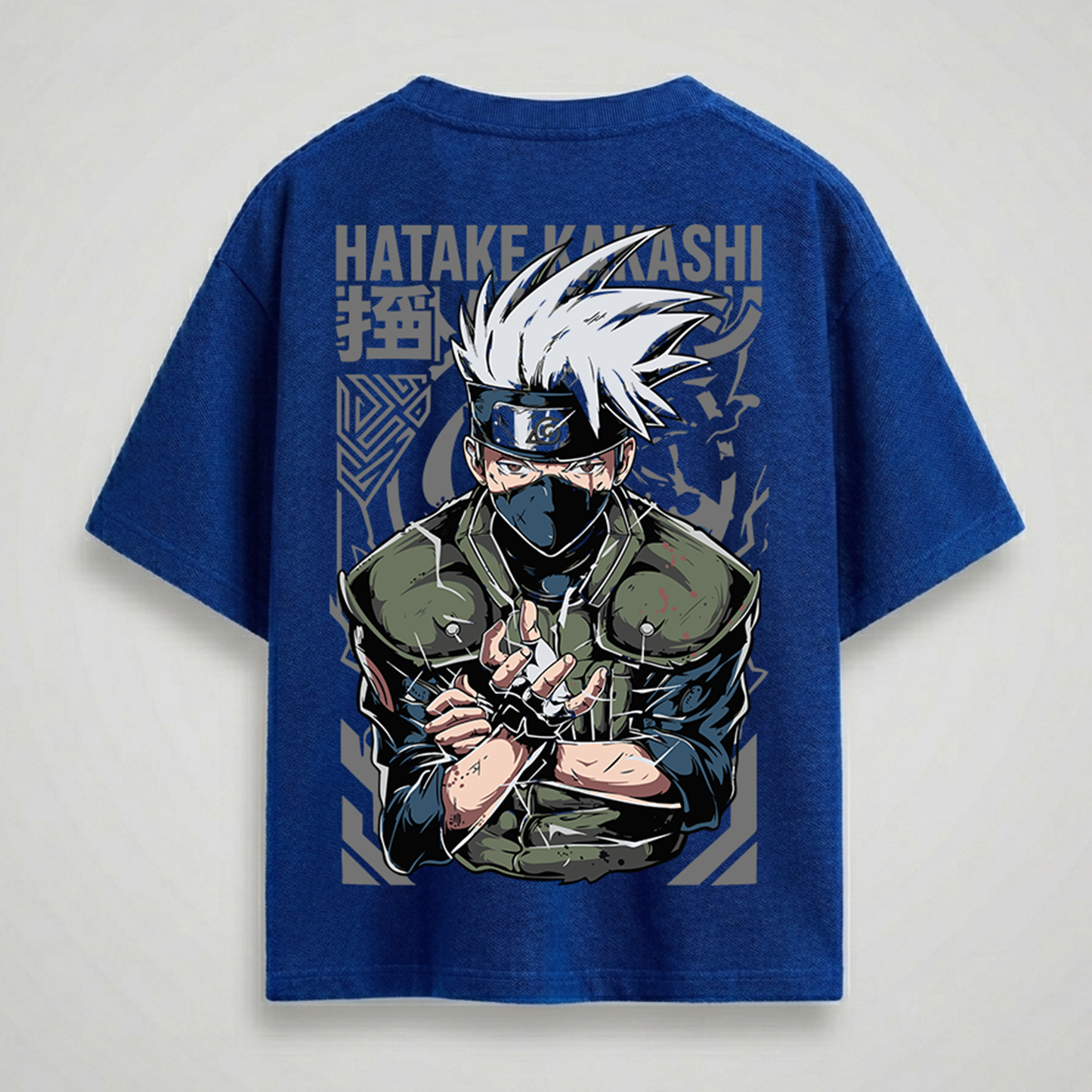 Kakashi royal blue Reflective oversize drop shoulder t shirt
