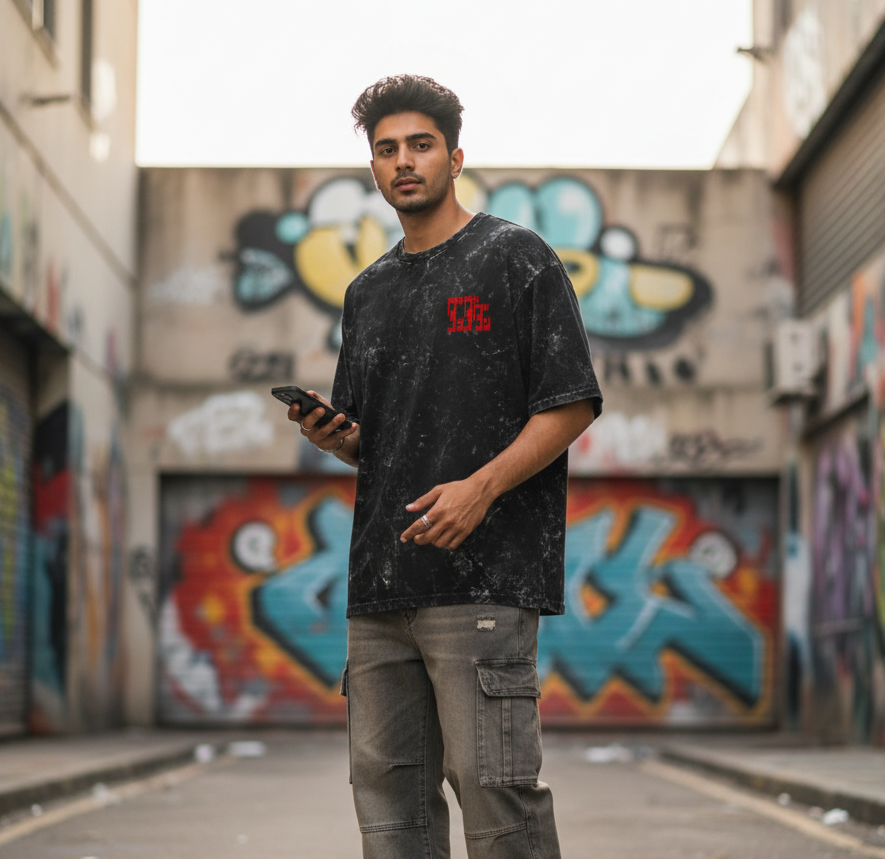 Dandadan Acid Washed Oversized Tee