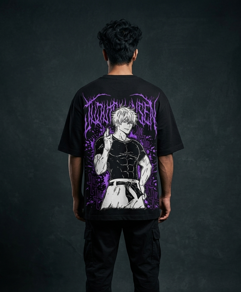 Gojo Purple Oversized Drop shoulder premium T-Shirt