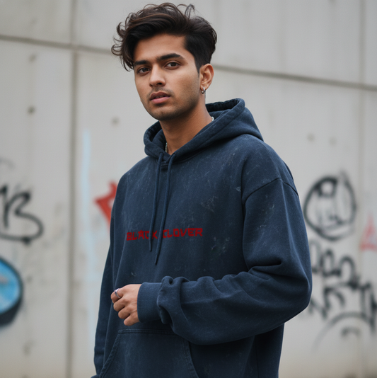 Black clover Unisex Acid Washed Hoodie