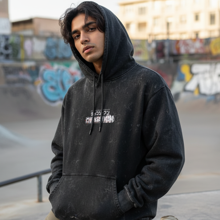 Chainsaw man Unisex Acid Washed Hoodie