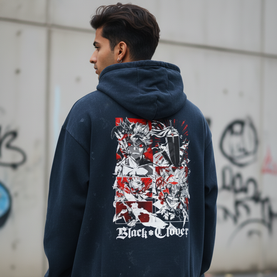 Black clover Unisex Acid Washed Hoodie