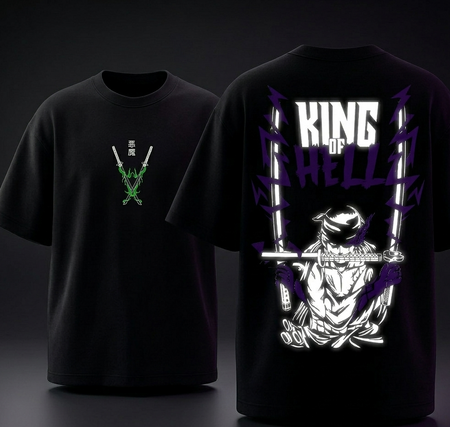 Zoro: king of hell Reflective oversize drop shoulder t shirt