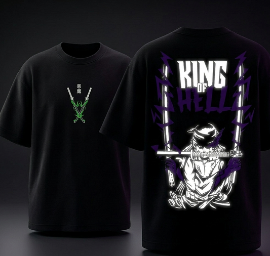 Zoro: king of hell Reflective oversize drop shoulder t shirt