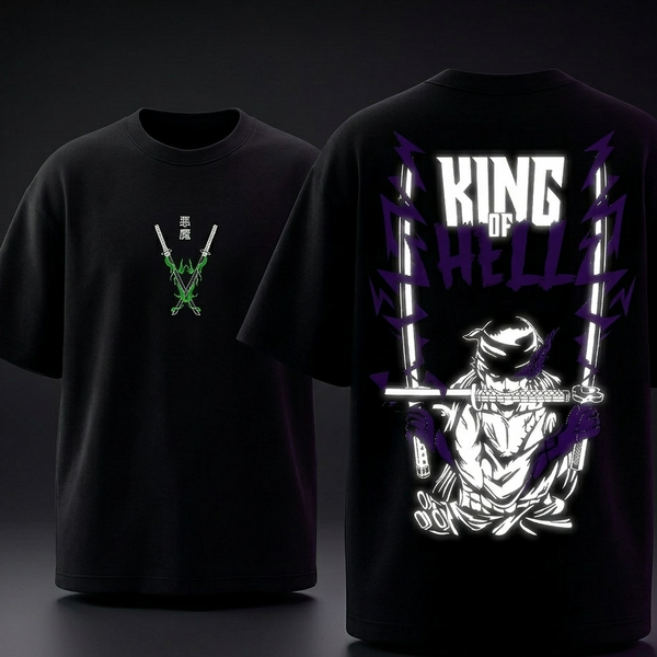 Zoro: king of hell Reflective oversize drop shoulder t shirt