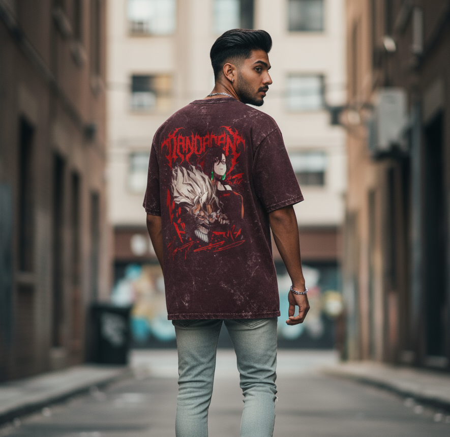 Dandadan v2 Acid Washed Oversized Tee