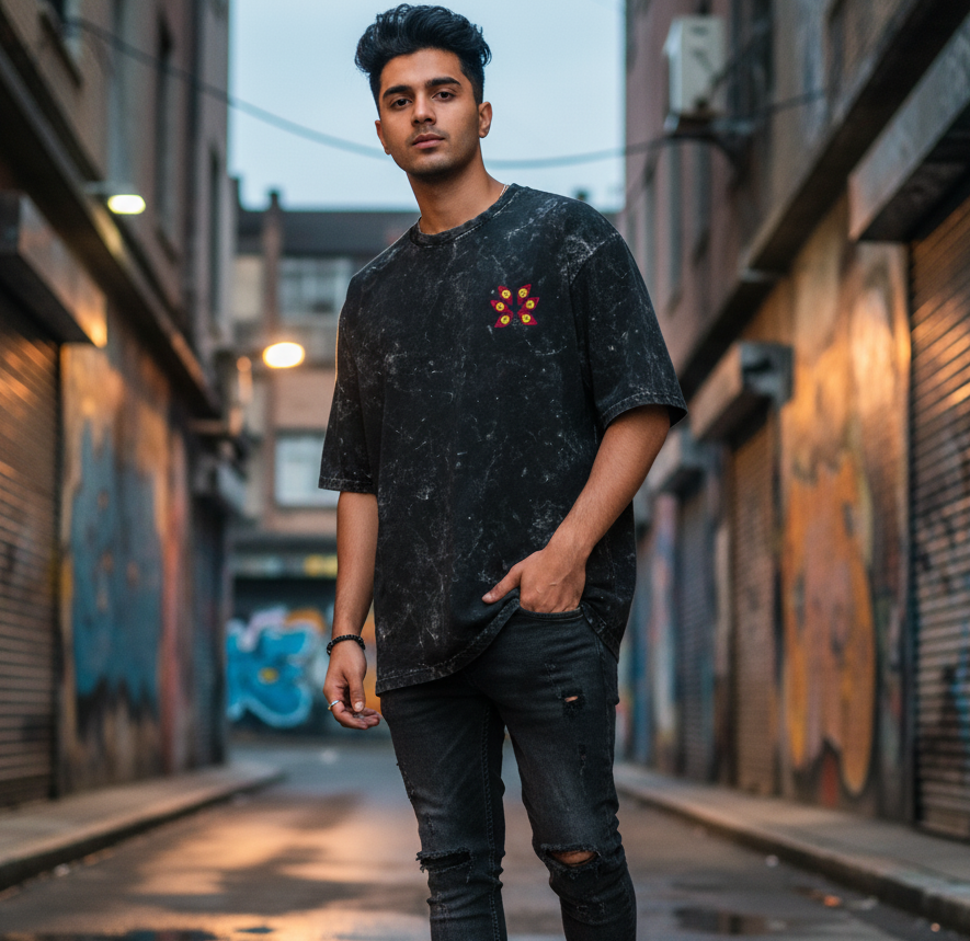 Kokushibo Acid Washed Oversized Tee