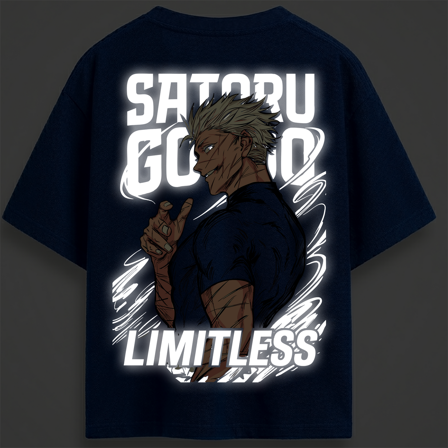 Gojo royal blue Reflective oversize drop shoulder t shirt