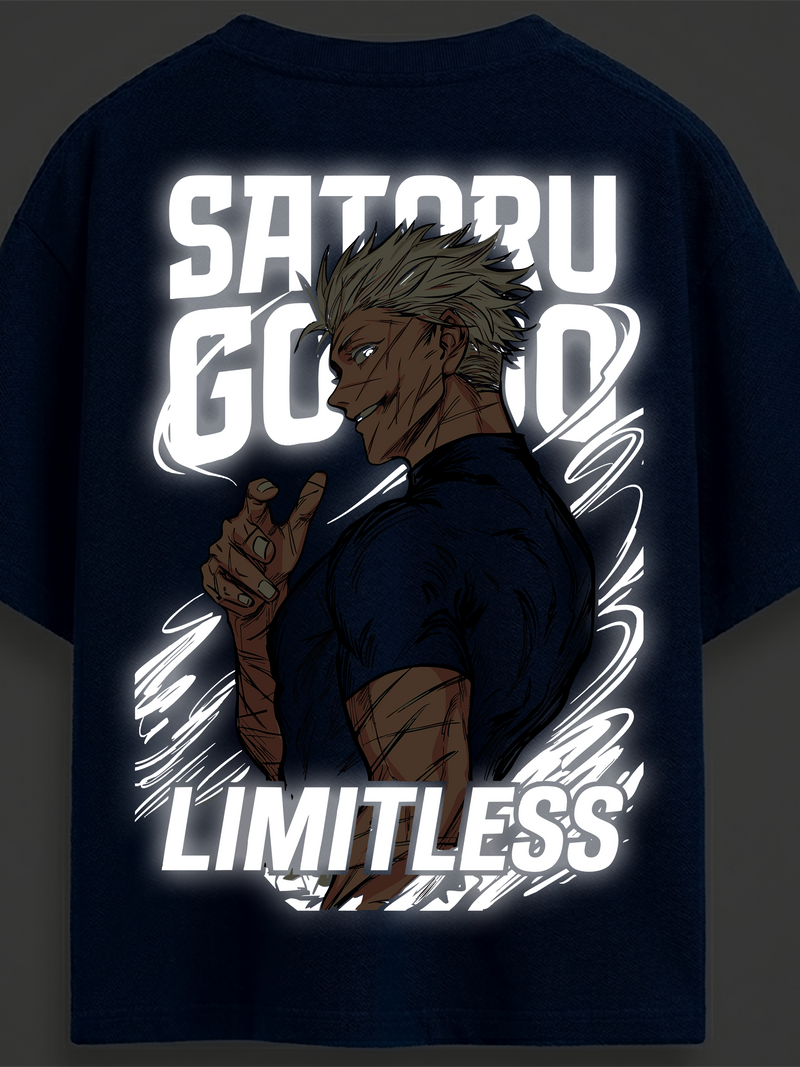 Gojo royal blue Reflective oversize drop shoulder t shirt