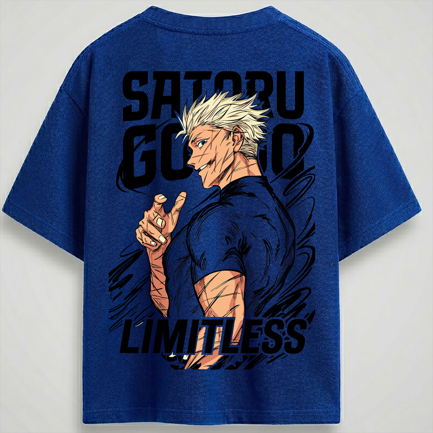 Gojo royal blue Reflective oversize drop shoulder t shirt