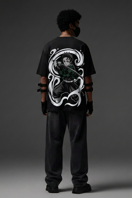 Demon Slayer — Tanjiro Water Breathing Reflective Oversized T-Shirt