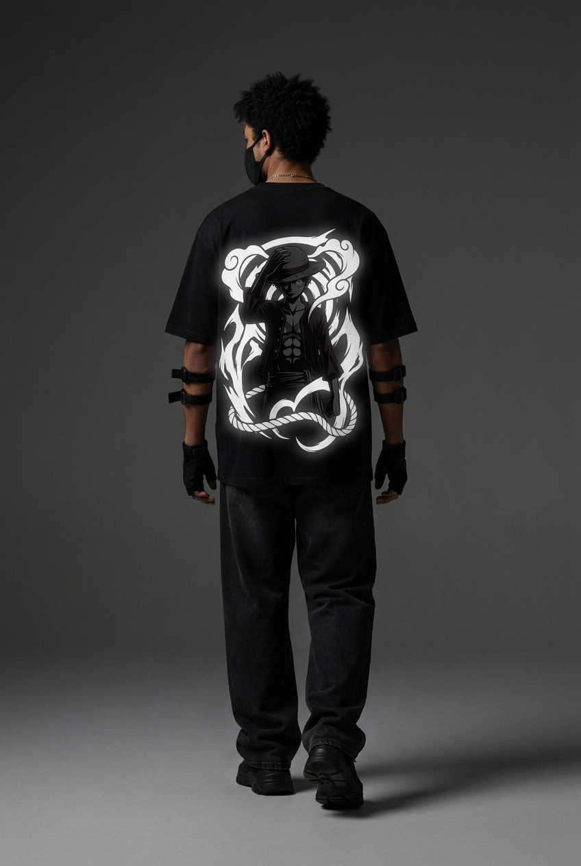 One Piece — Luffy Freedom Reflective Oversized T-Shirt