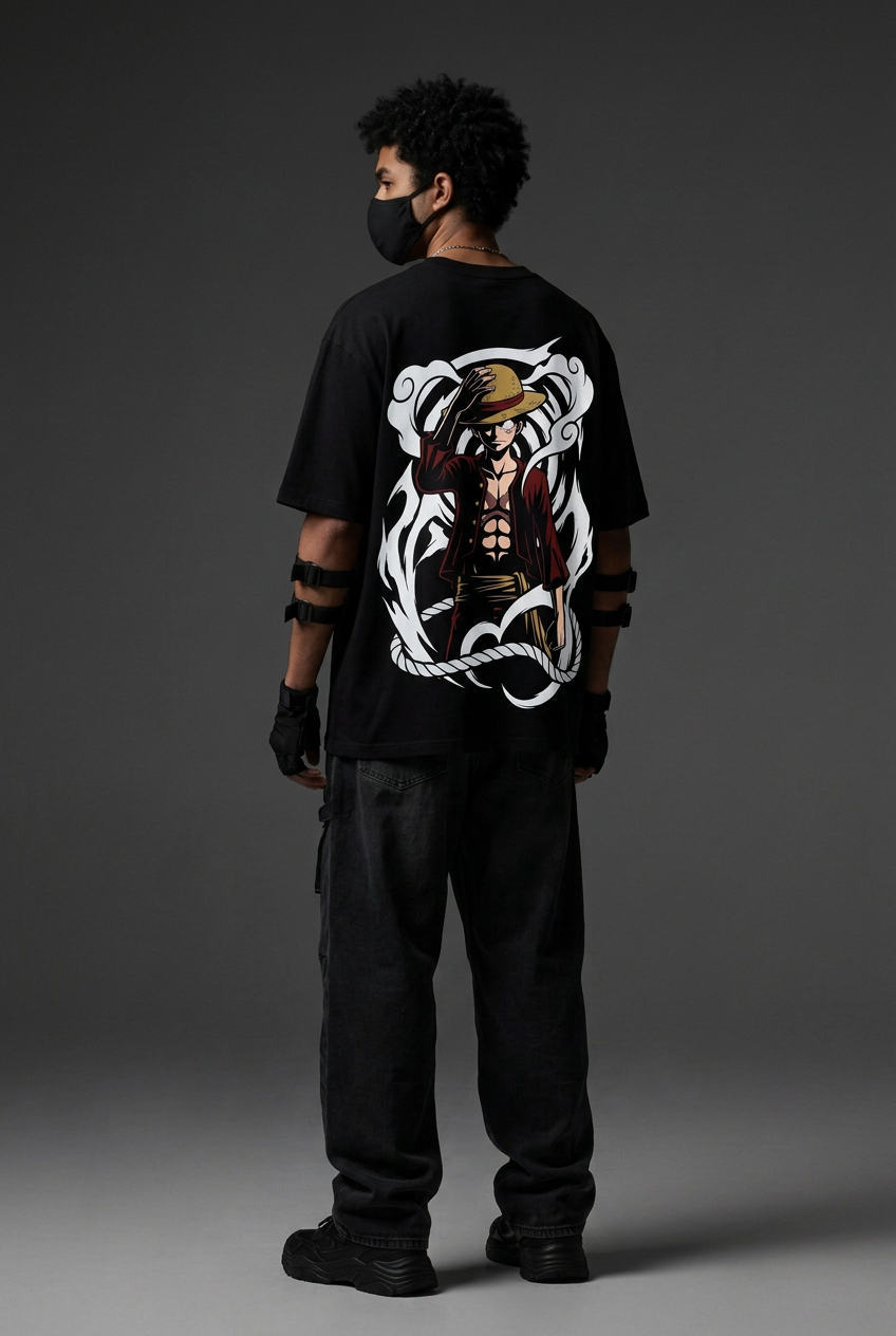 One Piece — Luffy Freedom Reflective Oversized T-Shirt