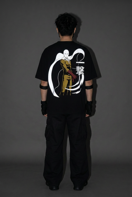 One Punch Man — Effortless Impact Reflective Oversized T-Shirt