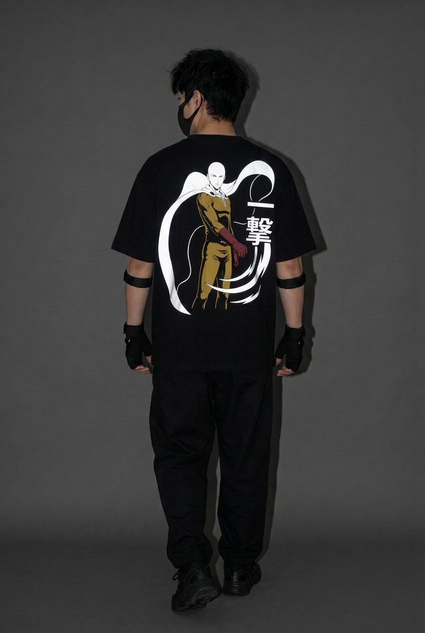 One Punch Man — Effortless Impact Reflective Oversized T-Shirt