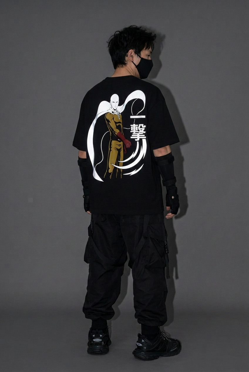 One Punch Man — Effortless Impact Reflective Oversized T-Shirt