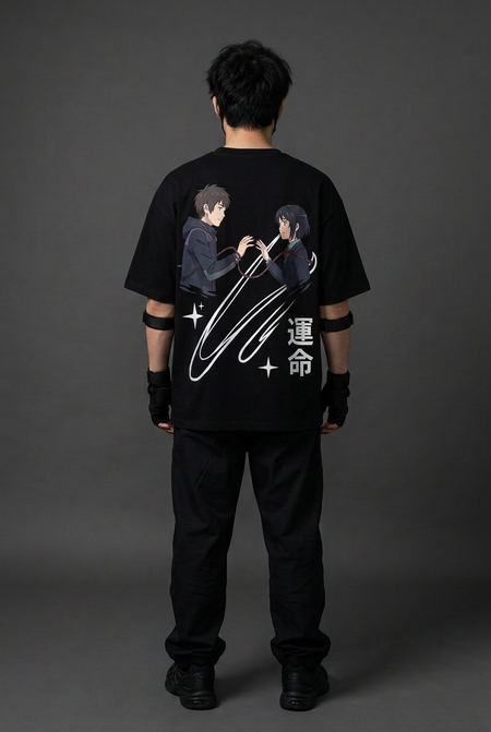 Your Name — Threads Across Time Reflective Oversized T-Shirt