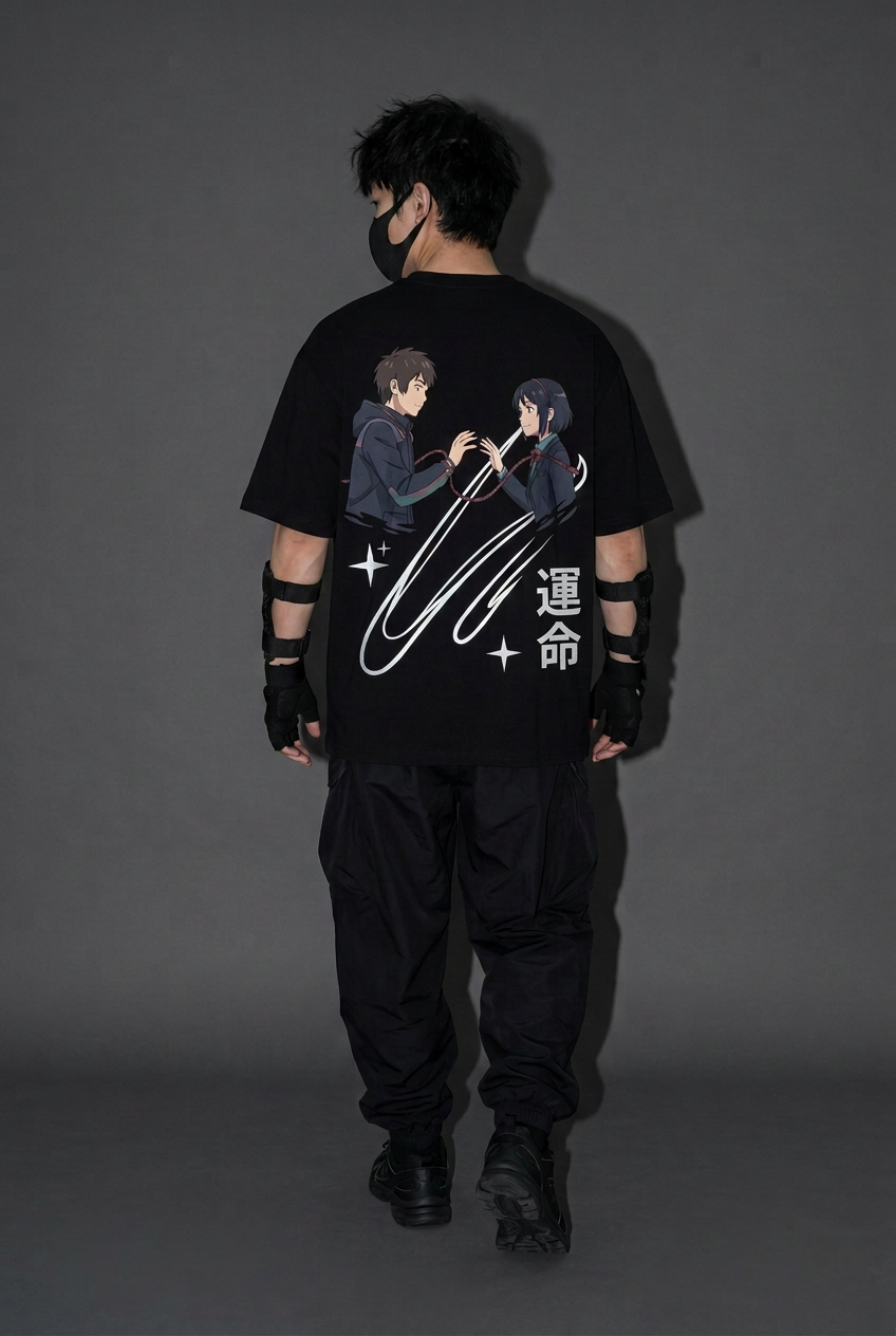 Your Name — Threads Across Time Reflective Oversized T-Shirt