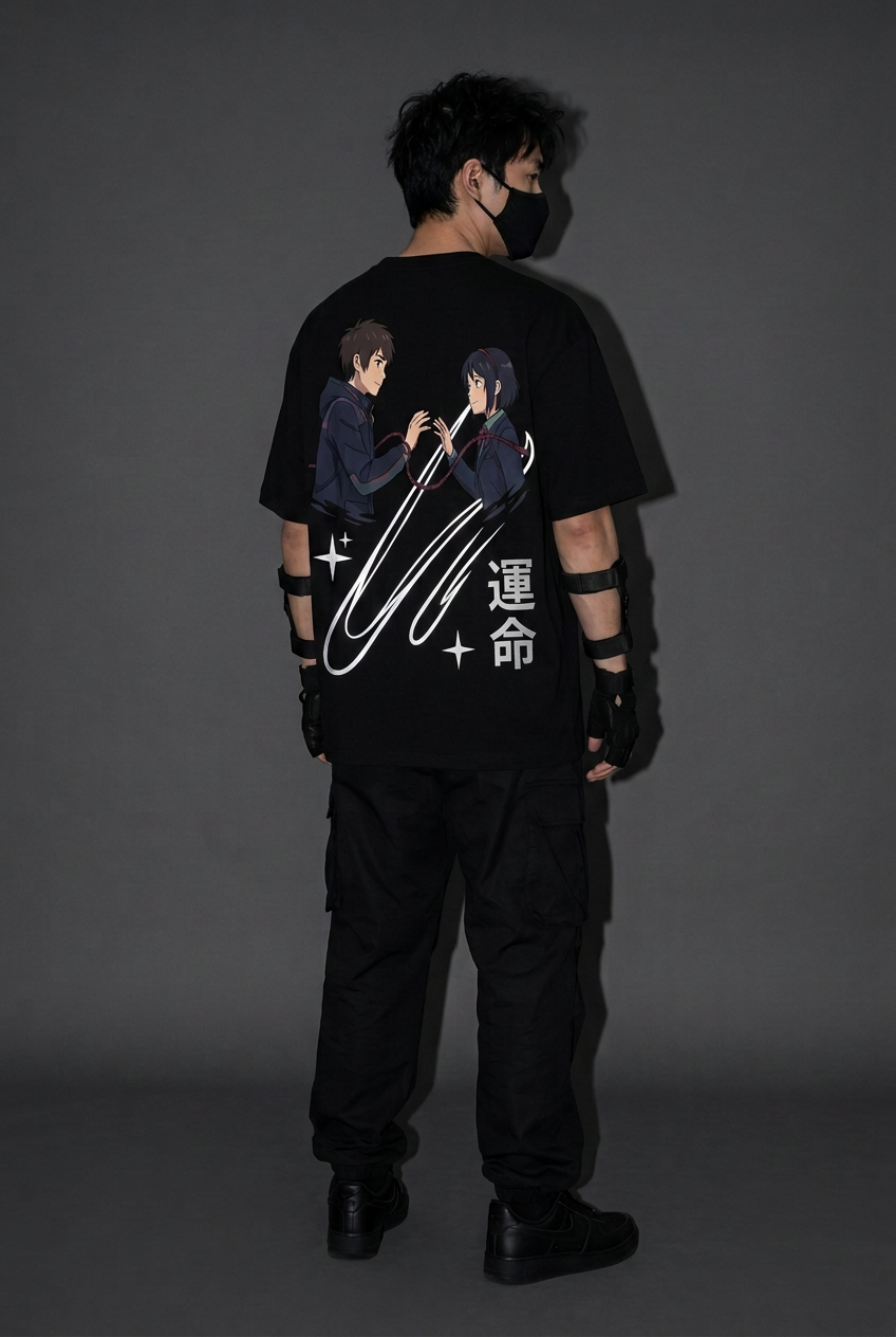 Your Name — Threads Across Time Reflective Oversized T-Shirt