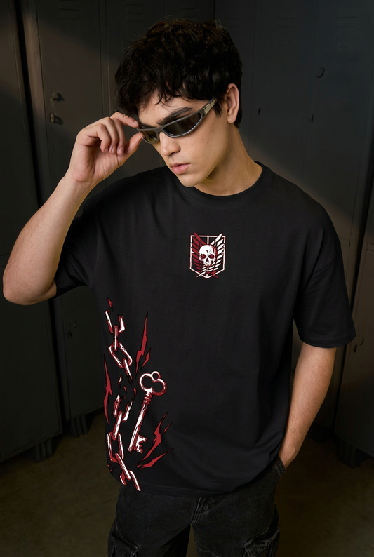 Eren black oversized T-shirt - front view