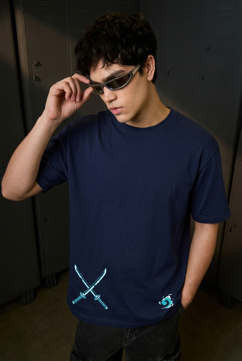 Inosuke navy tee - front or design overview