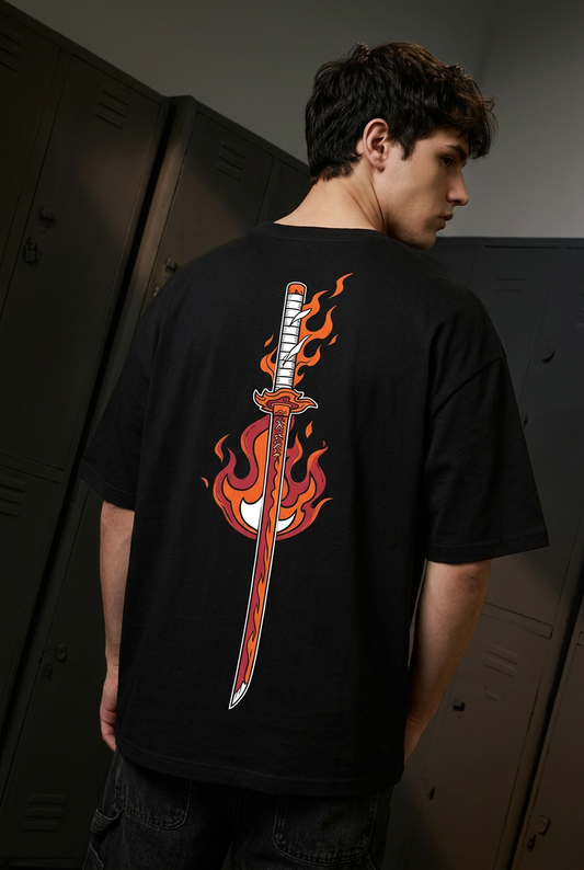 Rengoku black tee - back or design overview