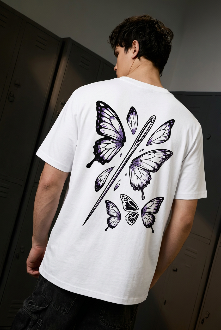 Shinobu white tee - back or design overview