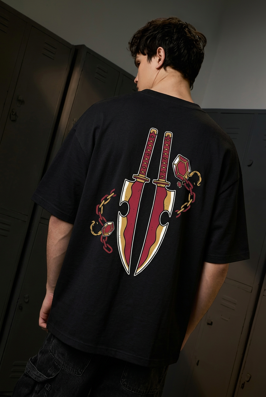 Tengen black tee - back or design overview