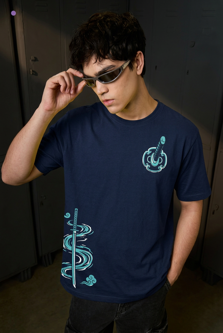 Muichiro navy tee - front or design overview