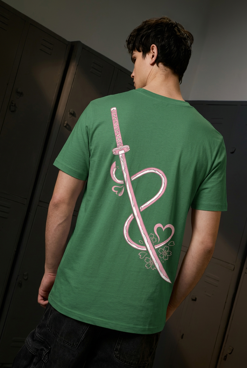 Mitsuri green tee - back or design overview