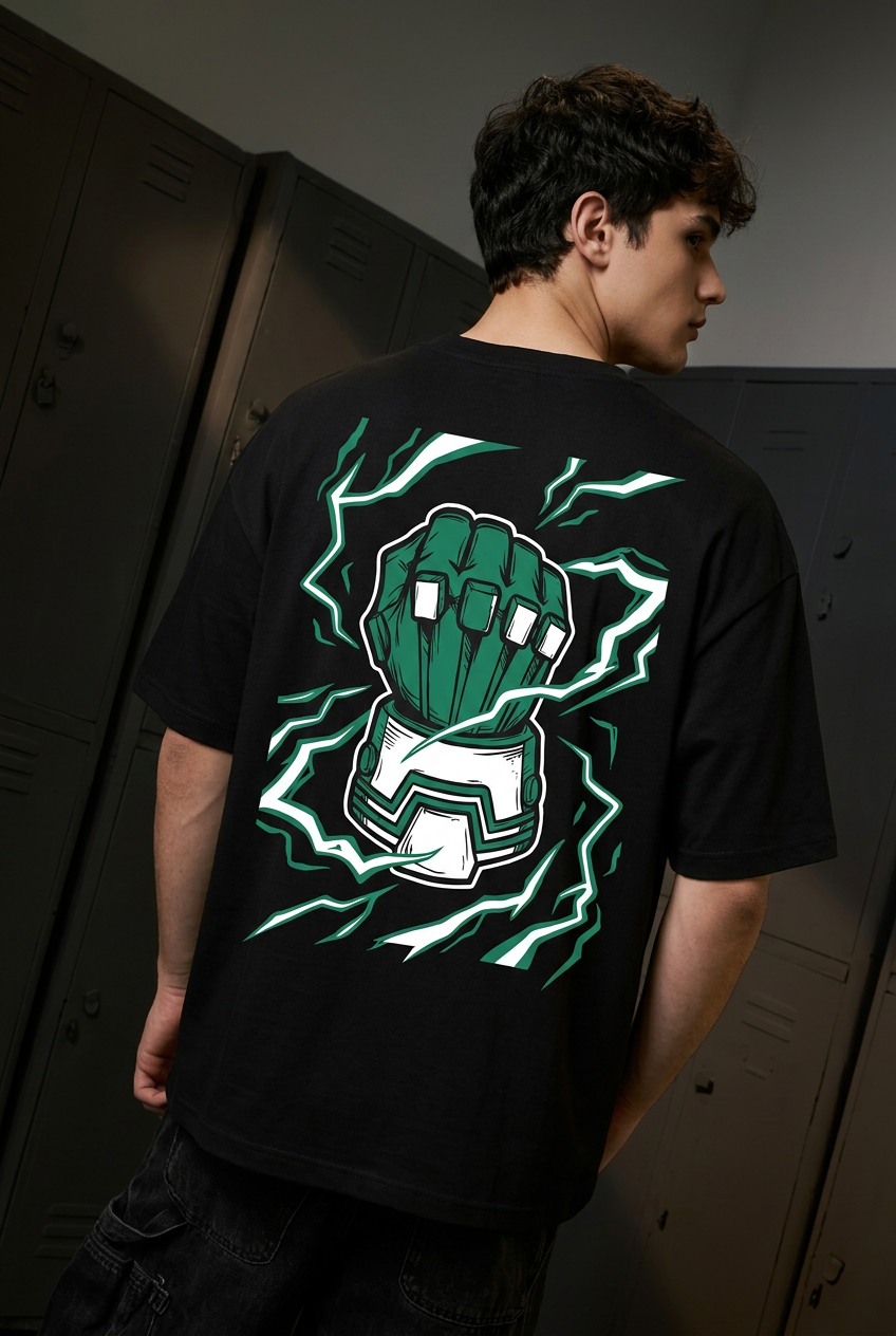 Deku black tee - back or design overview