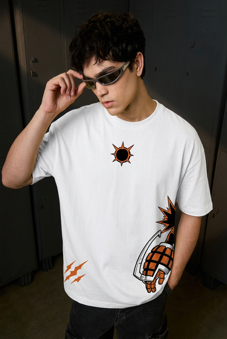 Bakugo white tee - front or design overview