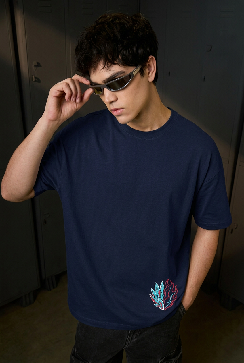 Todoroki navy tee - front or design overview
