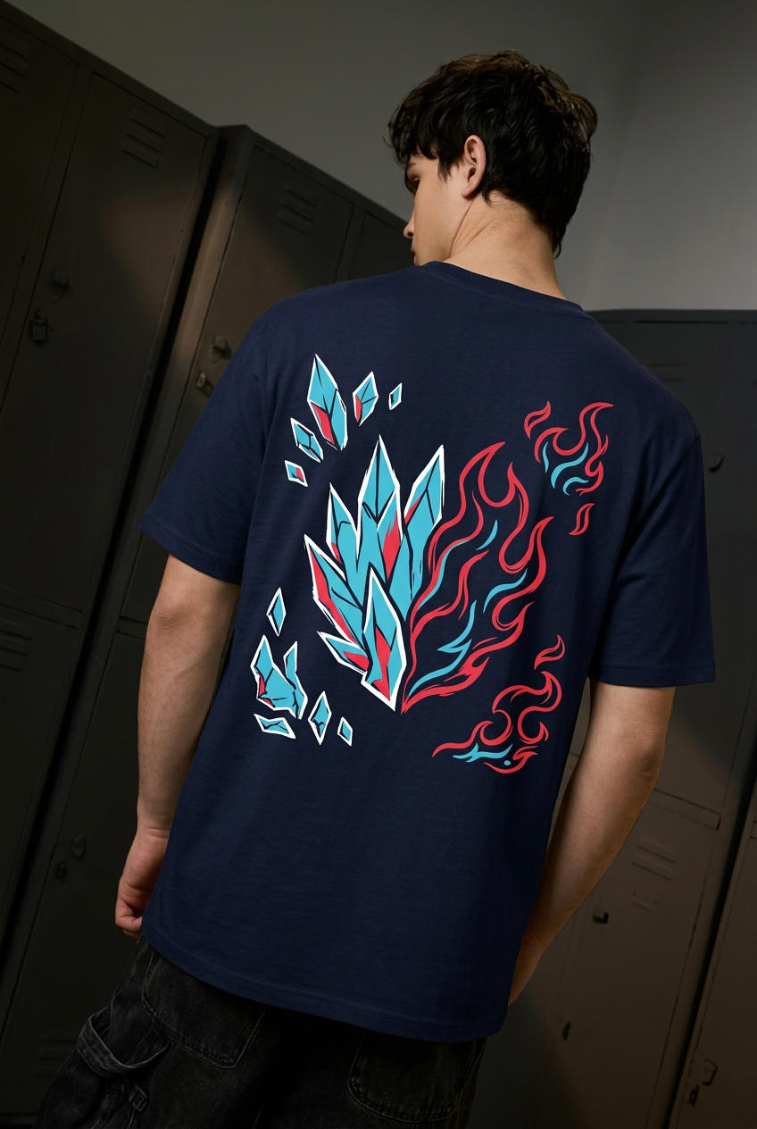 Todoroki navy tee - back or design overview