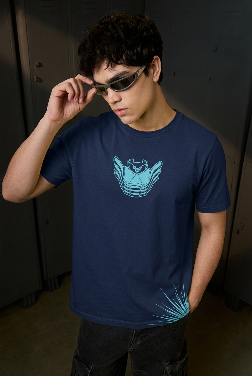 Iida navy tee - front or design overview