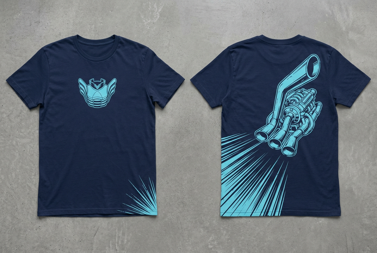 Iida navy tee - back or design overview
