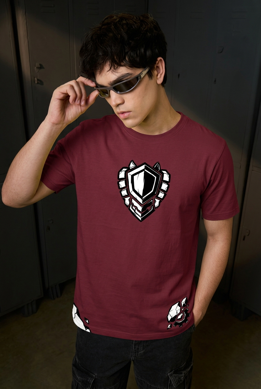 Kirishima maroon tee - front or design overview