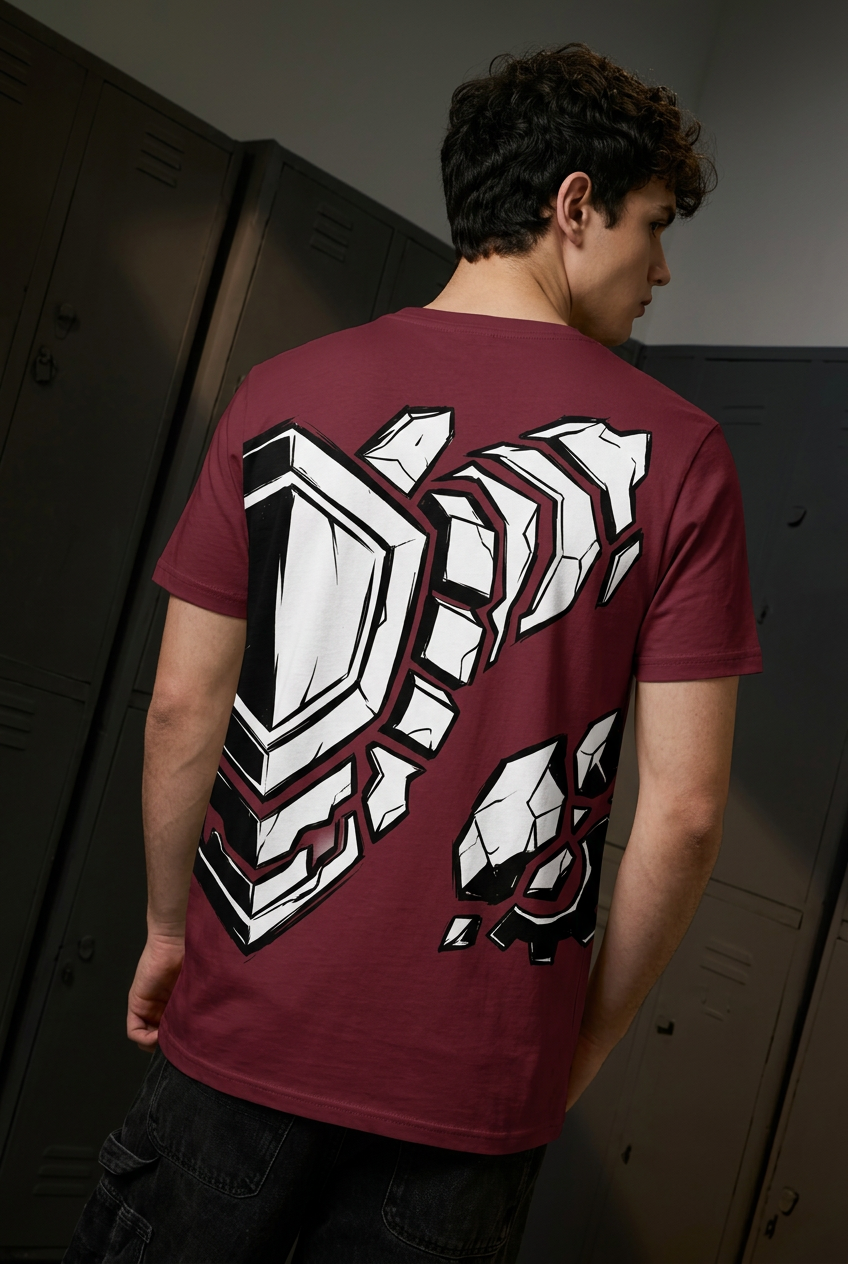Kirishima maroon tee - back or design overview