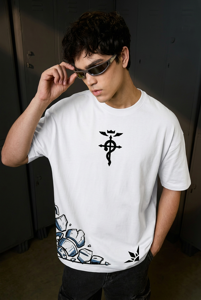 Alphonse white tee - front or design overview