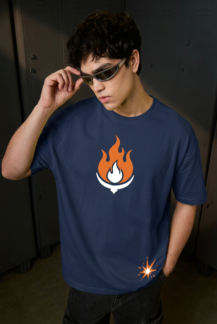 Mustang navy tee - front or design overview