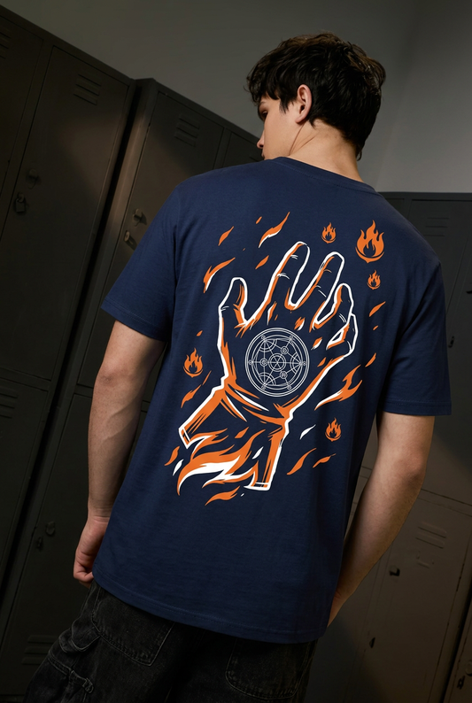 Mustang navy tee - back or design overview