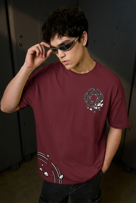 Scar maroon tee - front or design overview