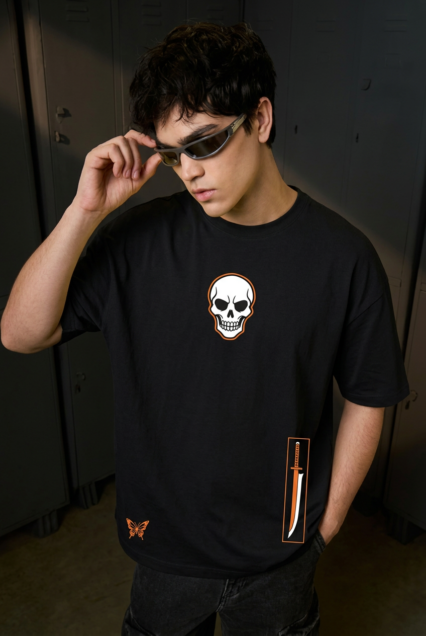 Ichigo black tee - front or design overview