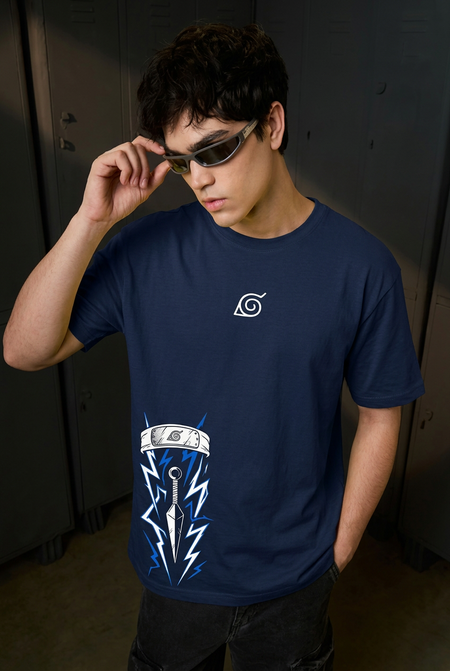 Naruto Kakashi lightning - navy blue Regular T-Shirt - front pose
