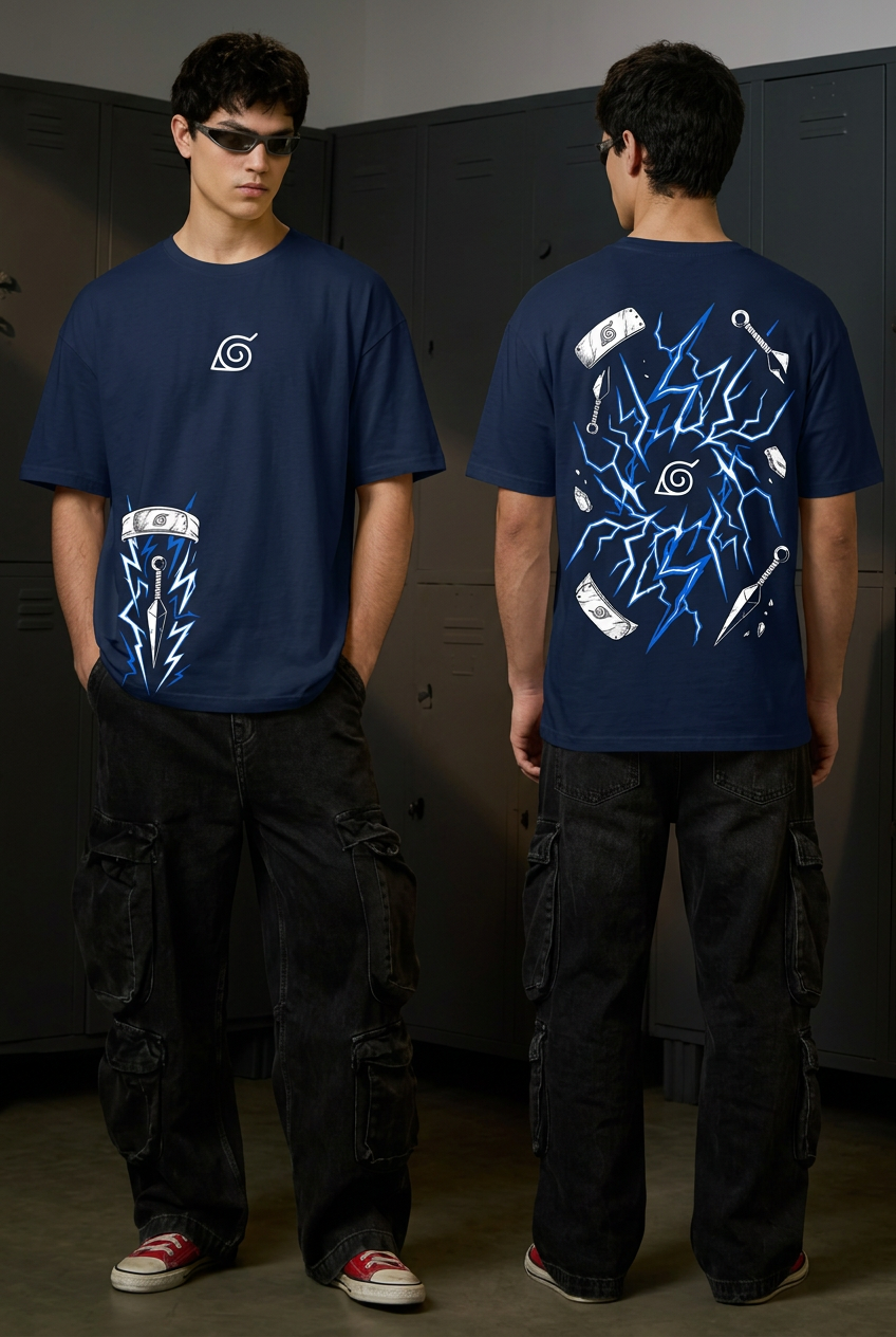 Naruto Kakashi lightning - navy blue Regular T-Shirt - full-body front